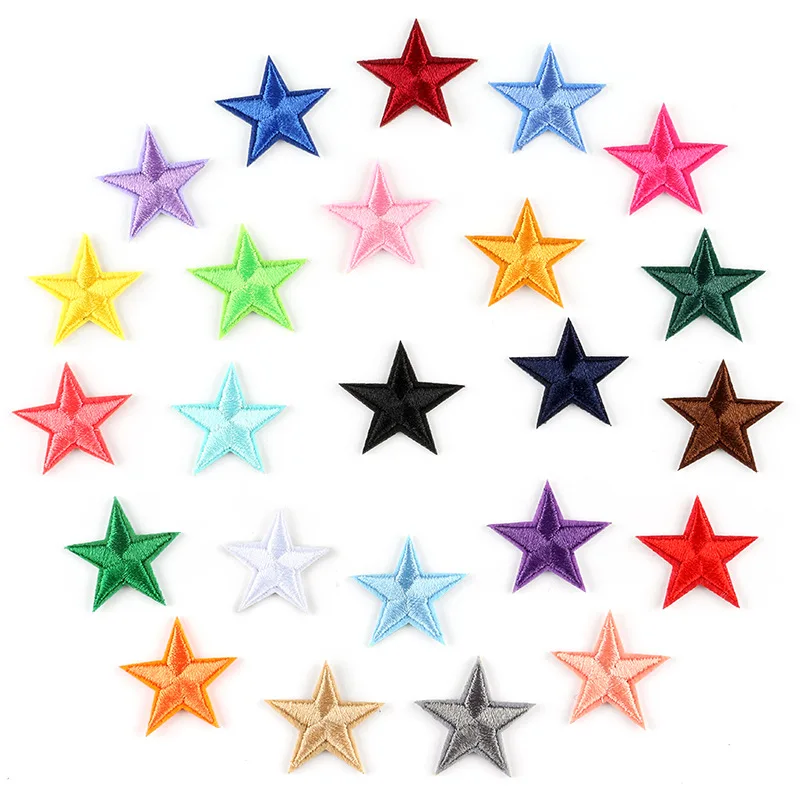 

30Pcs pentagram multicolor Series Iron on Embroidered Patches For on Clothes Hat Jeans skirt Sticker Sew Patch Applique Badge
