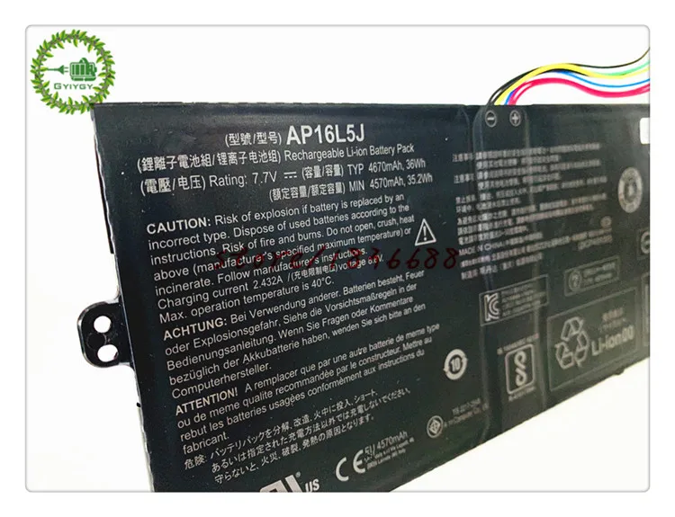 Аккумулятор GYIYGY 7 в 36 Втч 4670 мАч AP16L5J для Acer Aspire Swift 5 SF514-52T Spin 1 SP111-32N Series | Компьютеры