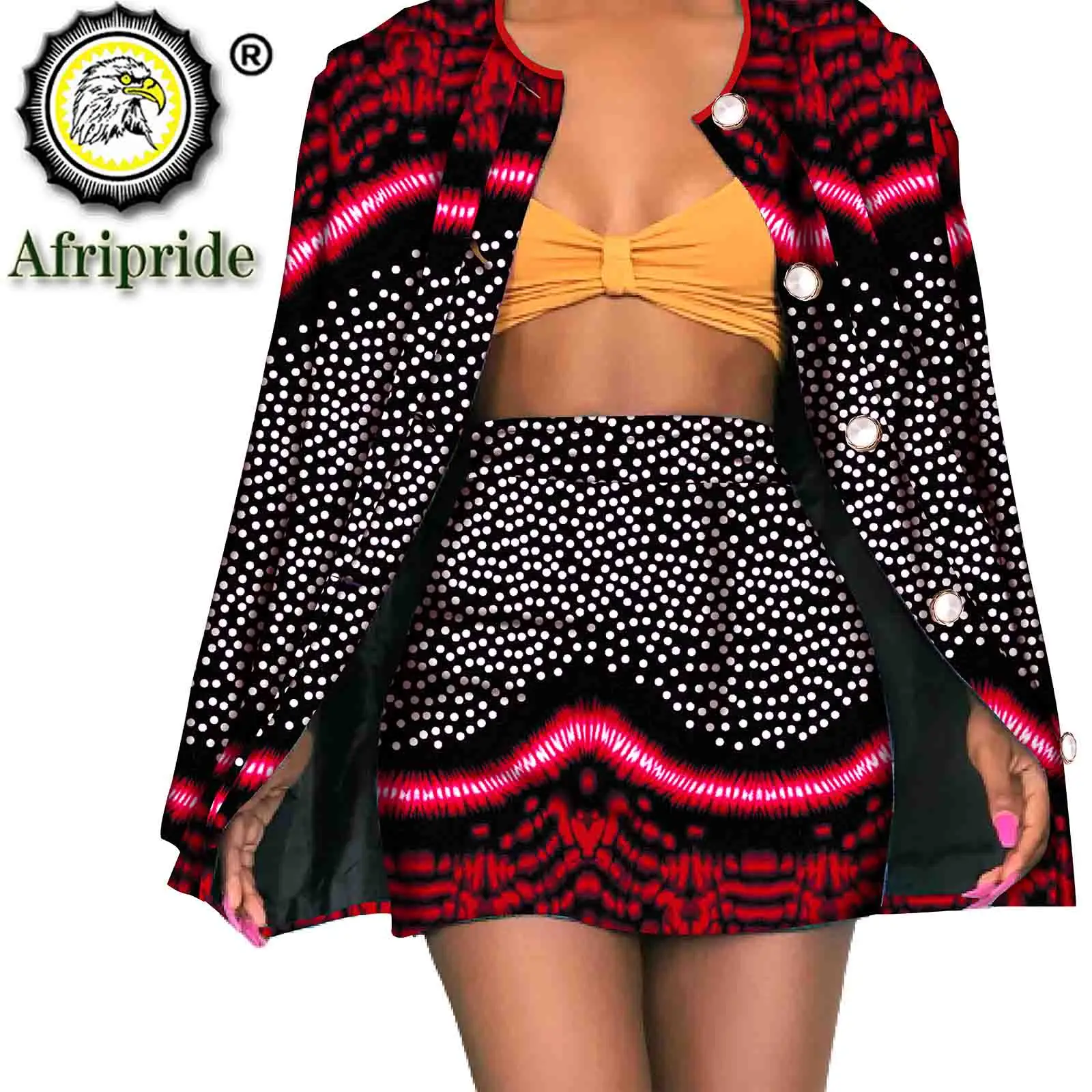 African Women Sets Print Long Sleeve Blazer Jacket Skirts Suits Office Lady Elegant 2 Piece Set Business Outfits Ankara S2026026