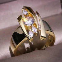 luxury female white zircon ring crystal bridal ring wedding jewelry promise engagement rings for women
