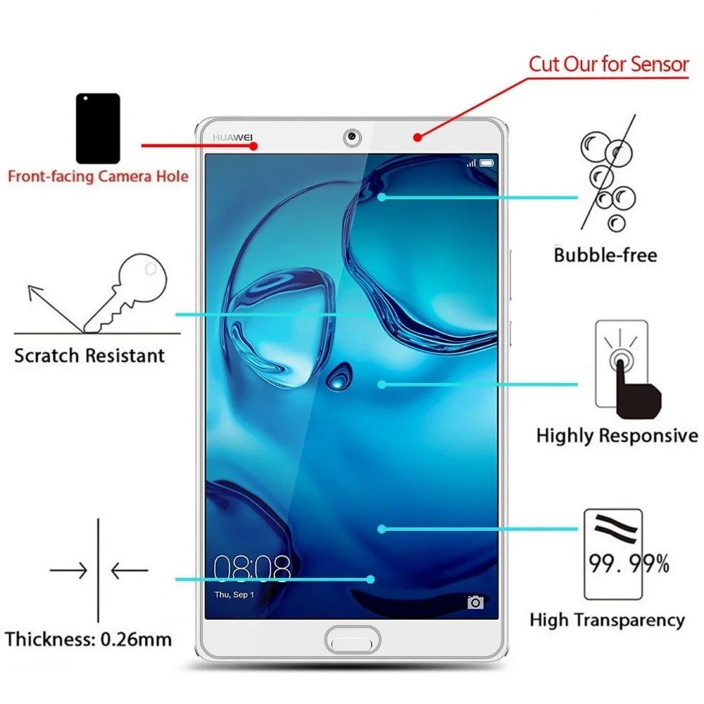 Защитное стекло закаленное 9H для планшета Huawei MediaPad M3 8 4 дюймов BTV-W09 DL09 | Компьютеры