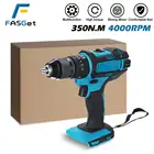 Патрон 10 мм Ударная дрель 350N.m электрическая дрель для Makita 18 В батарея 4000 обмин светодиодсветильник ка электрические сверла, 14 шт. алмазных сверл в комплекте