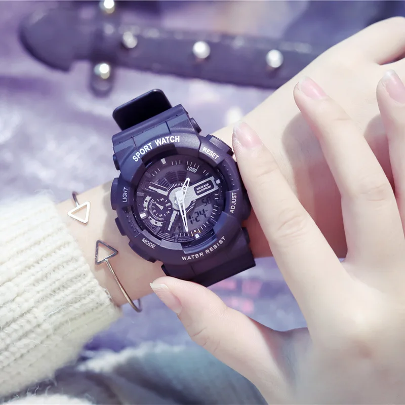 2020 женские часы браслет спортивные цифровые и аналоговые дамское платье двойной