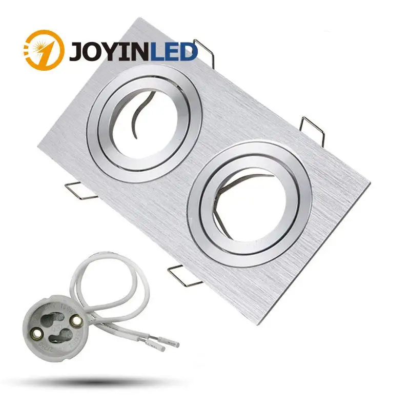 

Регулируемый квадратный светильник GU10 MR16 Потолочный светильник с 2 кольцами монтажная рамка Простота установки и ремонта DIY GU10 Основа 50 мм Л...