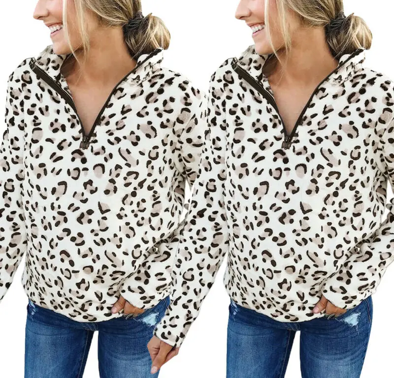 Повседневная модная теплая Женская пушистая толстовка на молнии пуловер с