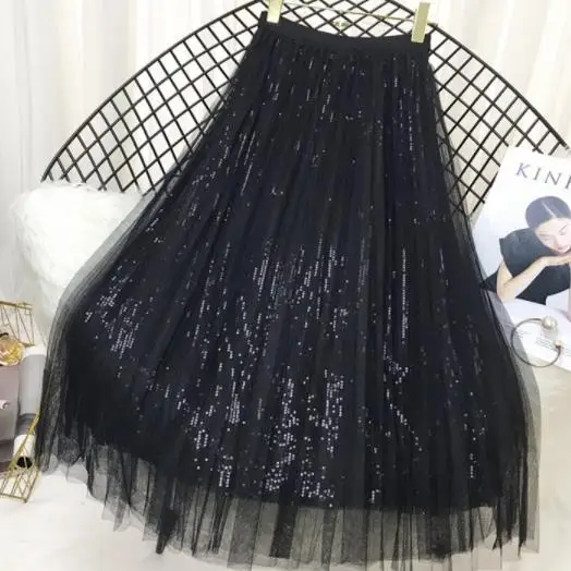 2019 летние сетчатые женские юбки с пайетками вышивкой планеты гофрированный