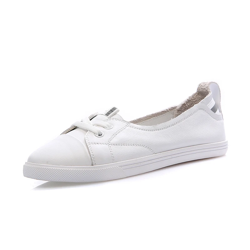 

Big Size Genuine Leather White Sneaker Women Vulcanized Shoes Fashion Female Lightweight Comfortable Casual Shoe Maternity Flats