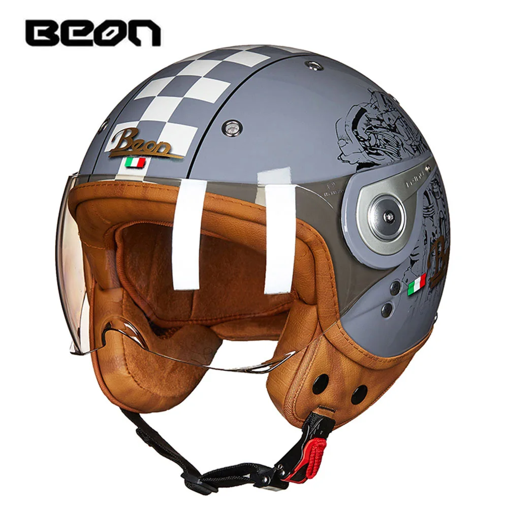 

BEON B110A Motorcycle Retro men helmet 4 seasons vespa vintage moto helmets open face capacetes Racing helmet