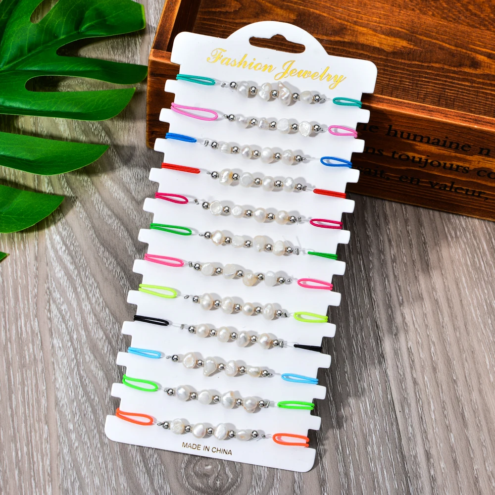 12 шт/лот ручной работы модные жемчужные эластичные браслеты с подвесками набор