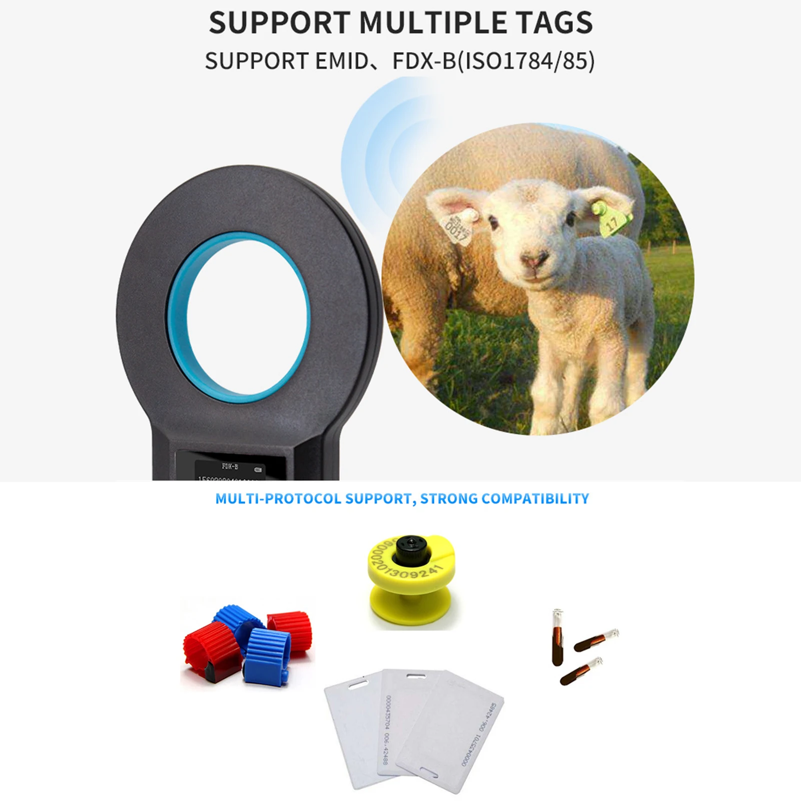 Animal Microchip Pet Tag Scanner ID Reader RFID EMID Handheld USB Connect 128 Informations Storage Function | Компьютеры и офис