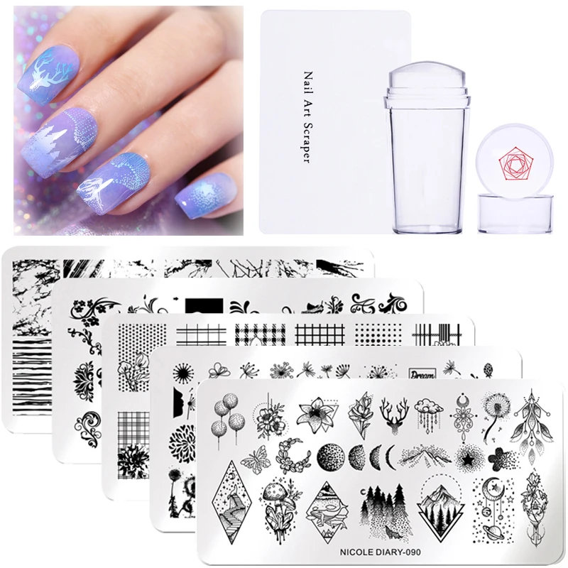 Трафарет NICOLE DIARY для стемпинга ногтей пластина с кокосовой текстурой 3