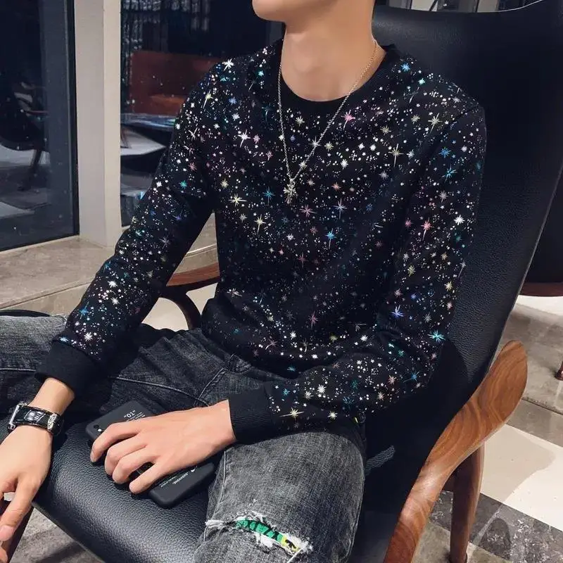 

Sweater men's round neck versatile long sleeve spring and autumn T-shirt