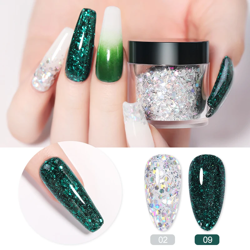Платиновые разноцветные Блестки для ногтей акриловый порошок Блестящие дизайна