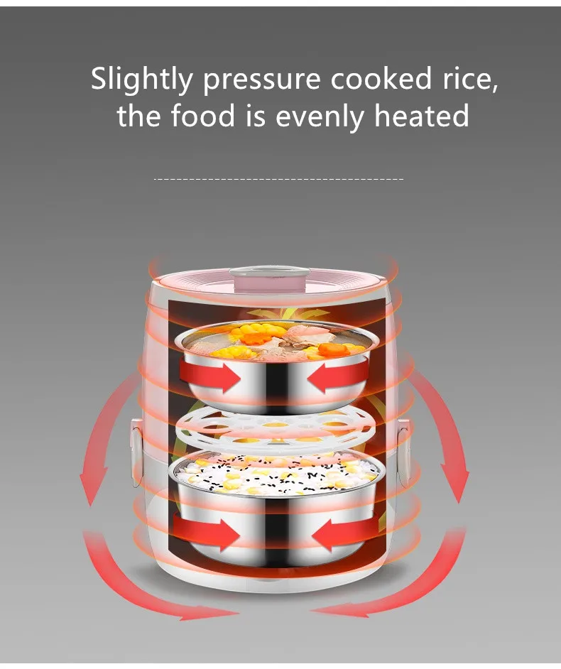 

Portable Mini Rice Cooker 220V Multi Food Steaming Cooker Lunch Heating Box 2 Color Available Easy For Using