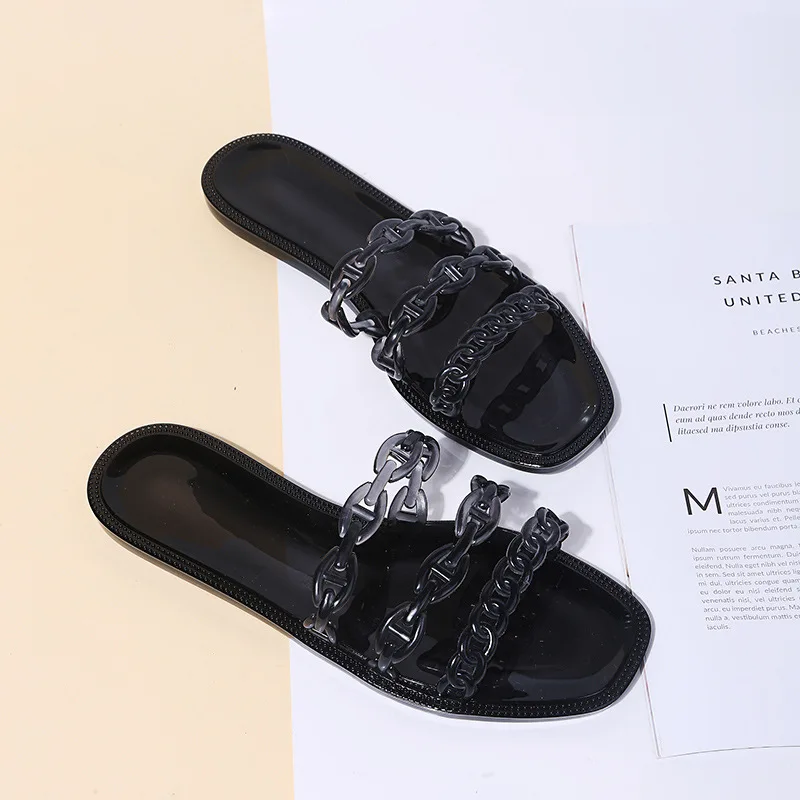 2021 Flat Slippers Women Shoes Summer New Woman Sandals Sexy Chain Sandal Ladies Flip Flops Casual Beach Slippers NVLX194