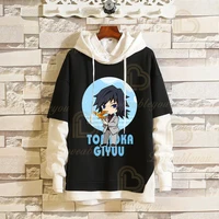 q version anime kamado tanjirou print sweatshirt hoodie demon slayer kimetsu no yaiba hashibira inosuke cosplay costume jacket