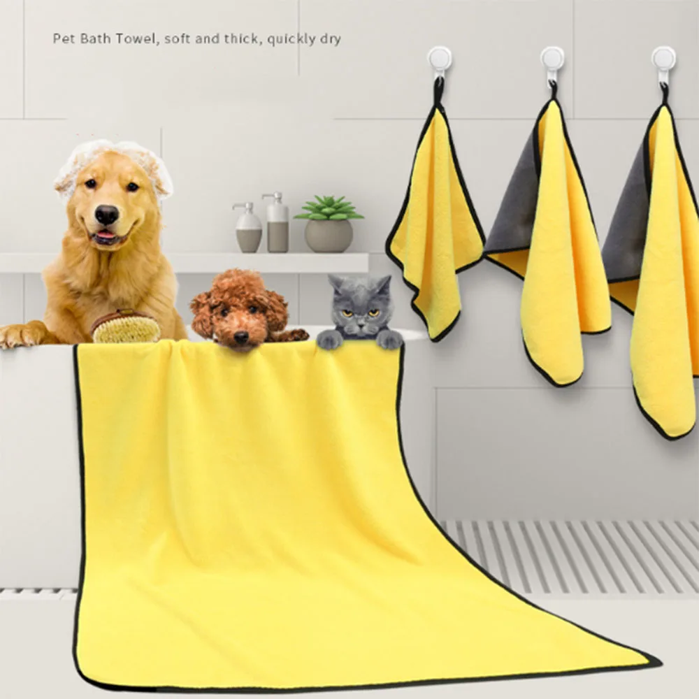 

Absorbent Towel Pet Towel Dog Cat Dry Towel Super absorbent Fiber Artifact Supplies Quick-drying With a bath Towel