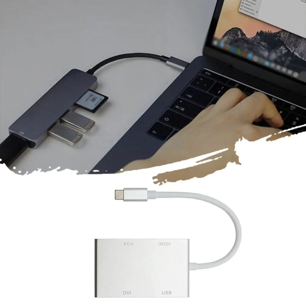 4 в 1 Usb 3 Тип C к Hdmi Vga Dvi 0 выход Расширенный концентратор 4K 1080P 3D видео конвертер для