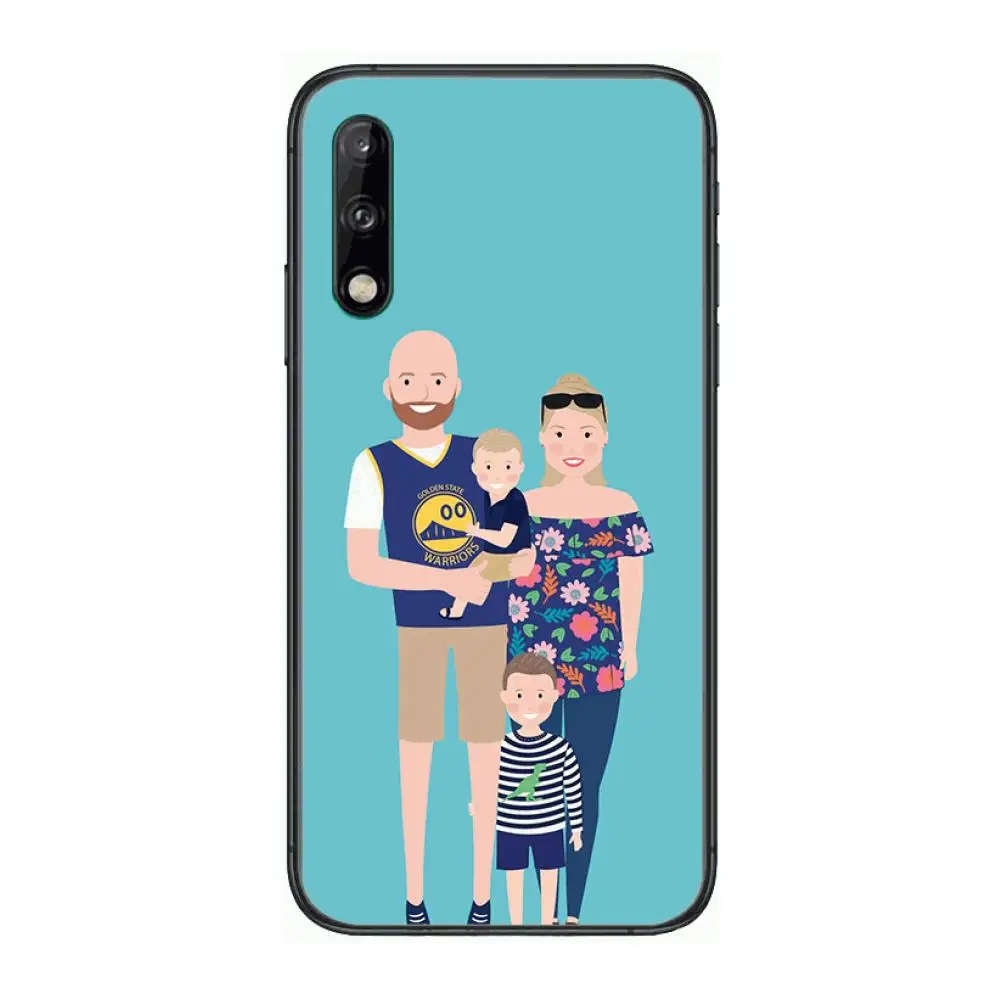 

Family and pets style Clear Phone Case For Huawei Y 5 6 7 8 9 A P S Pro 2020 2019 Black Etui Coque Hoesjes Comic Fashion