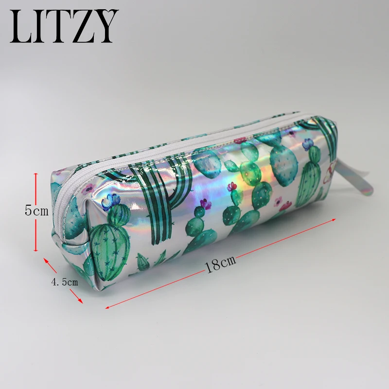 Карандаш кактус чехол голографическая лазерная ручка сумка для девочек