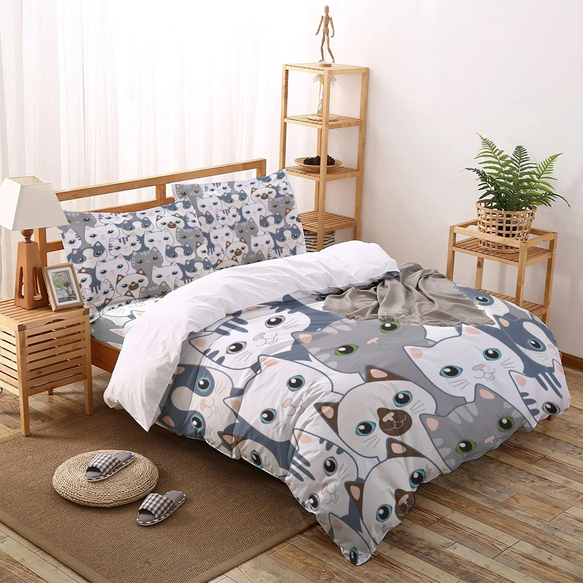 Cat Group Duvet Cover Set 2/3/4pcs Bedding Bed Sheet Pillowcases | Дом и сад