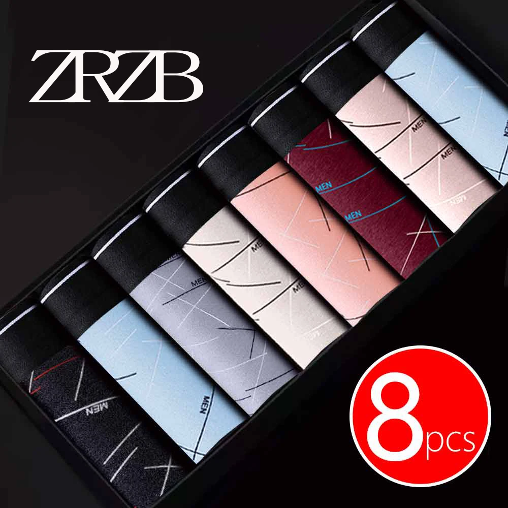 ZRAB 8PCS/Lot Men's Panties Shorts Underwear Boxer Shorts Men Cotton for Male Couple Sexy Set Calecon U Convex Pouch Large Size