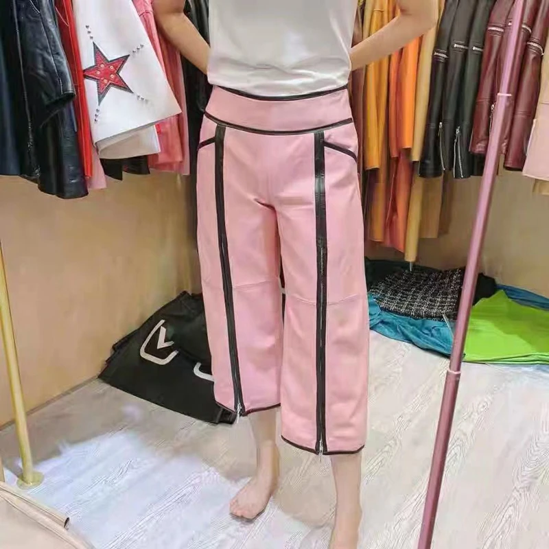 

Женские укороченные джинсы из 100% натуральной овечьей кожи