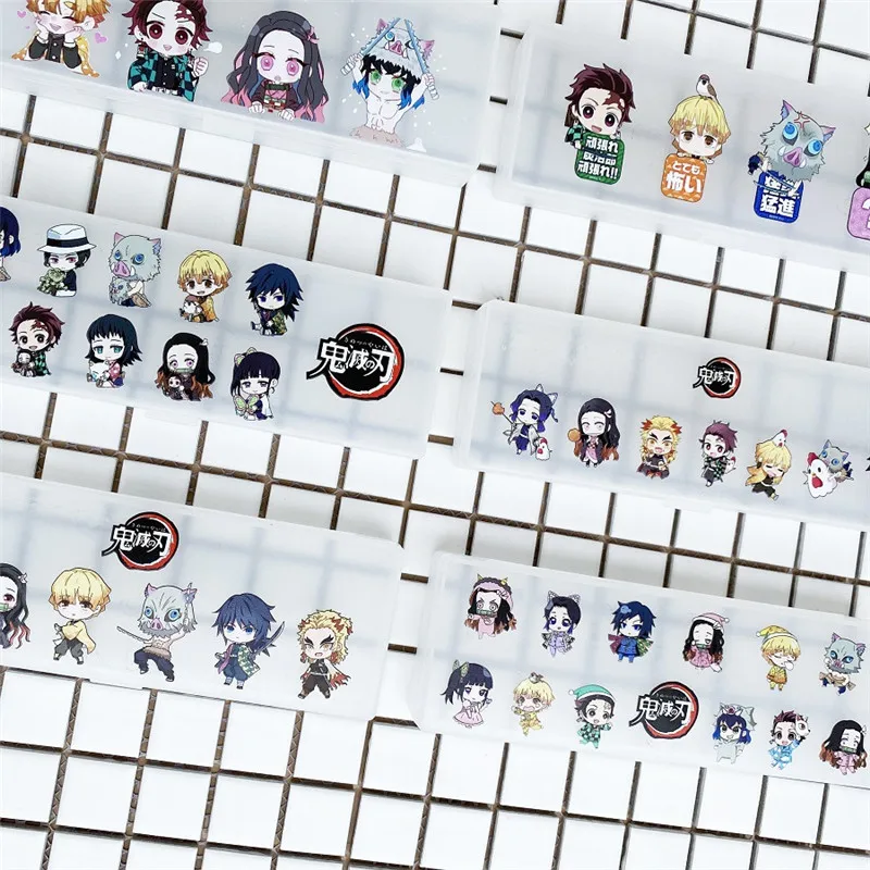 New Anime Demon Slayer Kimetsu No Yaiba Plastic Pencil Box Creative Pen Box Stationery For Loved School Supplies Pink Girl Boy