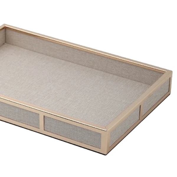 

Metal PU Leather Rectangular Storage Tray Jewelry Display Cosmetic Storage Tray Desktop Debris Storage Tray