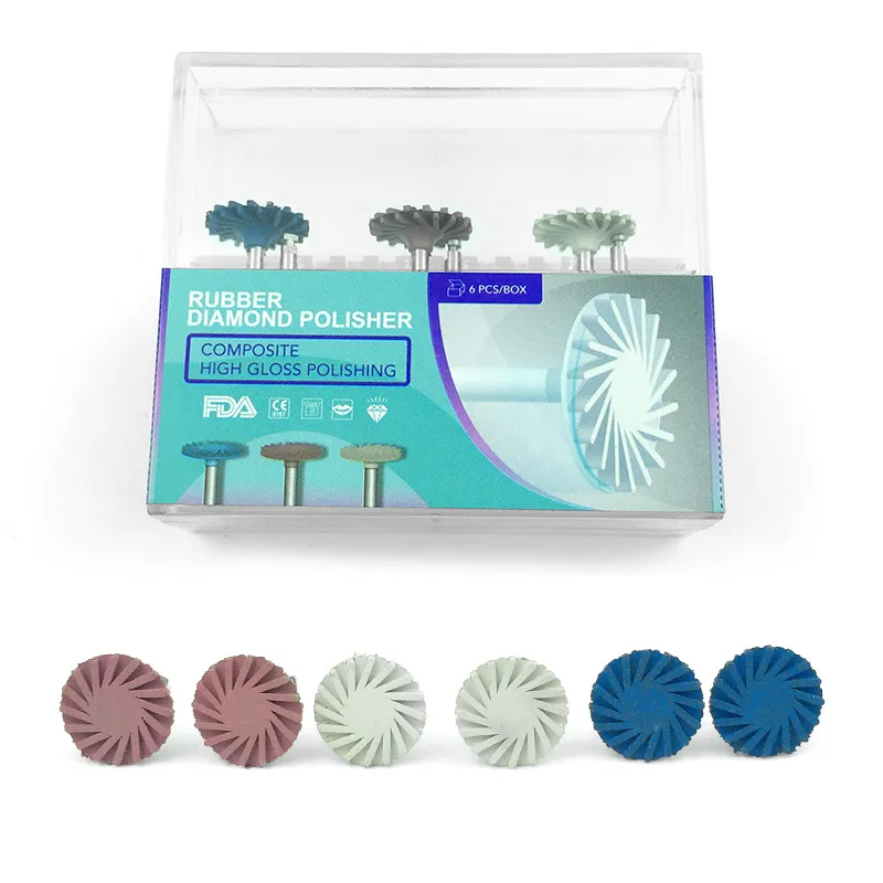 6 teile/schachtel Dental Composite Polieren Diamant System RA Disc Mundhygiene Zähne Polierer Kits Spirale Flex Pinsel Bohrer