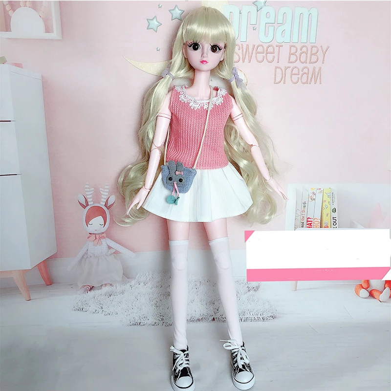 Модная Кукла 60 см женское платье свитер с обувью и сумкой игрушечное красивый