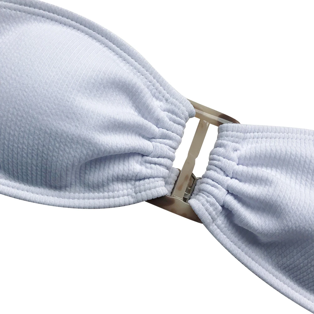 Простой комплект бикини для женщин Одноцветный женский купальник без бретелек с