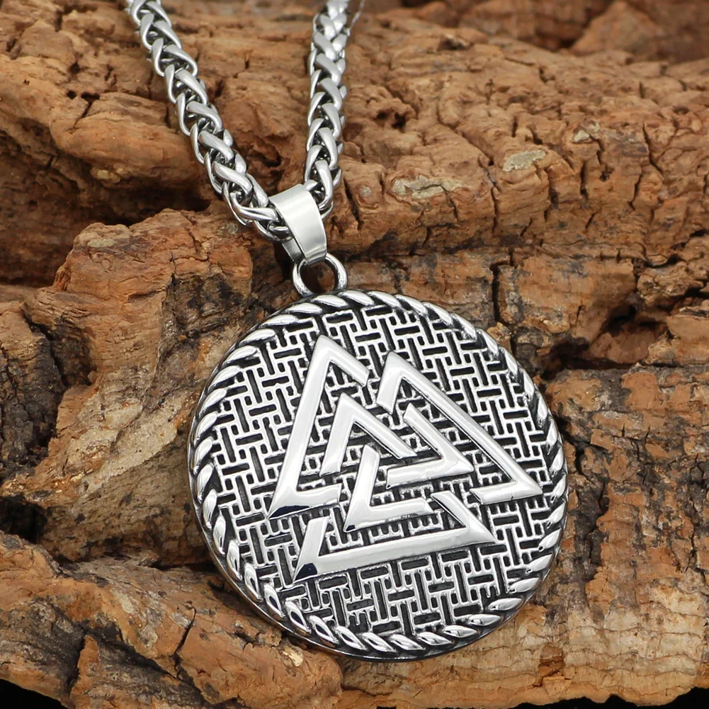 Скандинавский Викинг Valknut ожерелье из нержавеющей стали для мужчин с подарочной