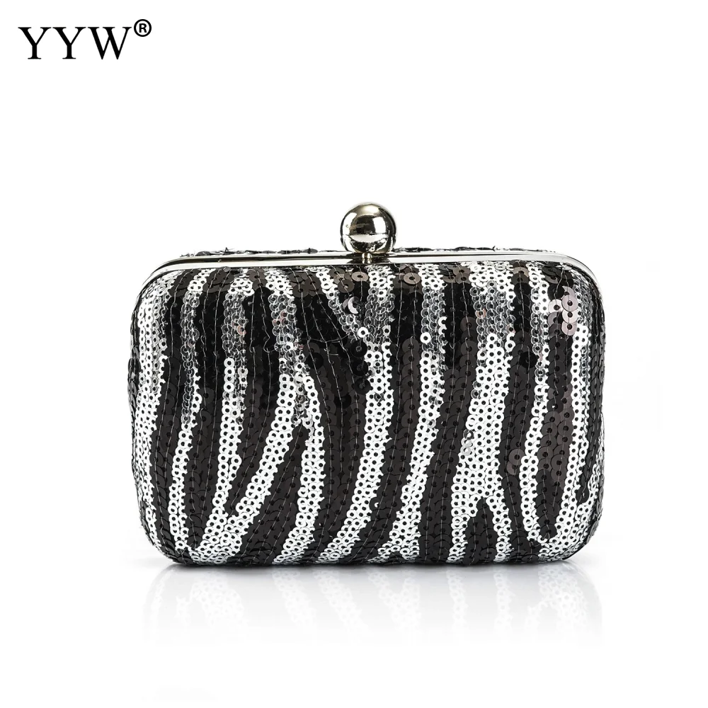 Пластиковый вечерний клатч с принтом зебры популярный стиль блестящая женская