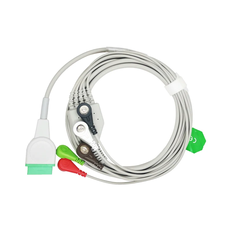 Кабель ЭКГ цельный 5 свинцовых проводов 11 контактов защелка 4 0 стандарт AHA для