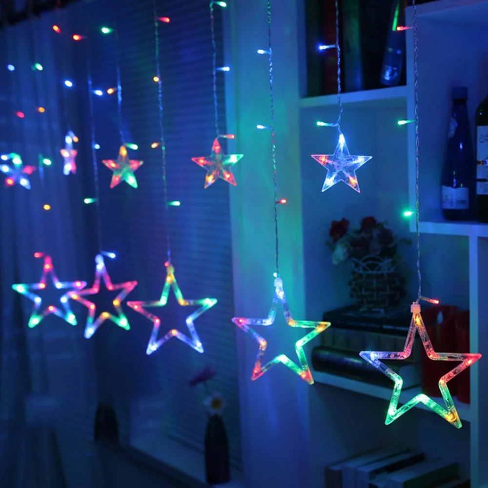 

2.5M 138 led outdoor star string lights fairy Christmas garland led curtain home party decor star fairy light for wedding