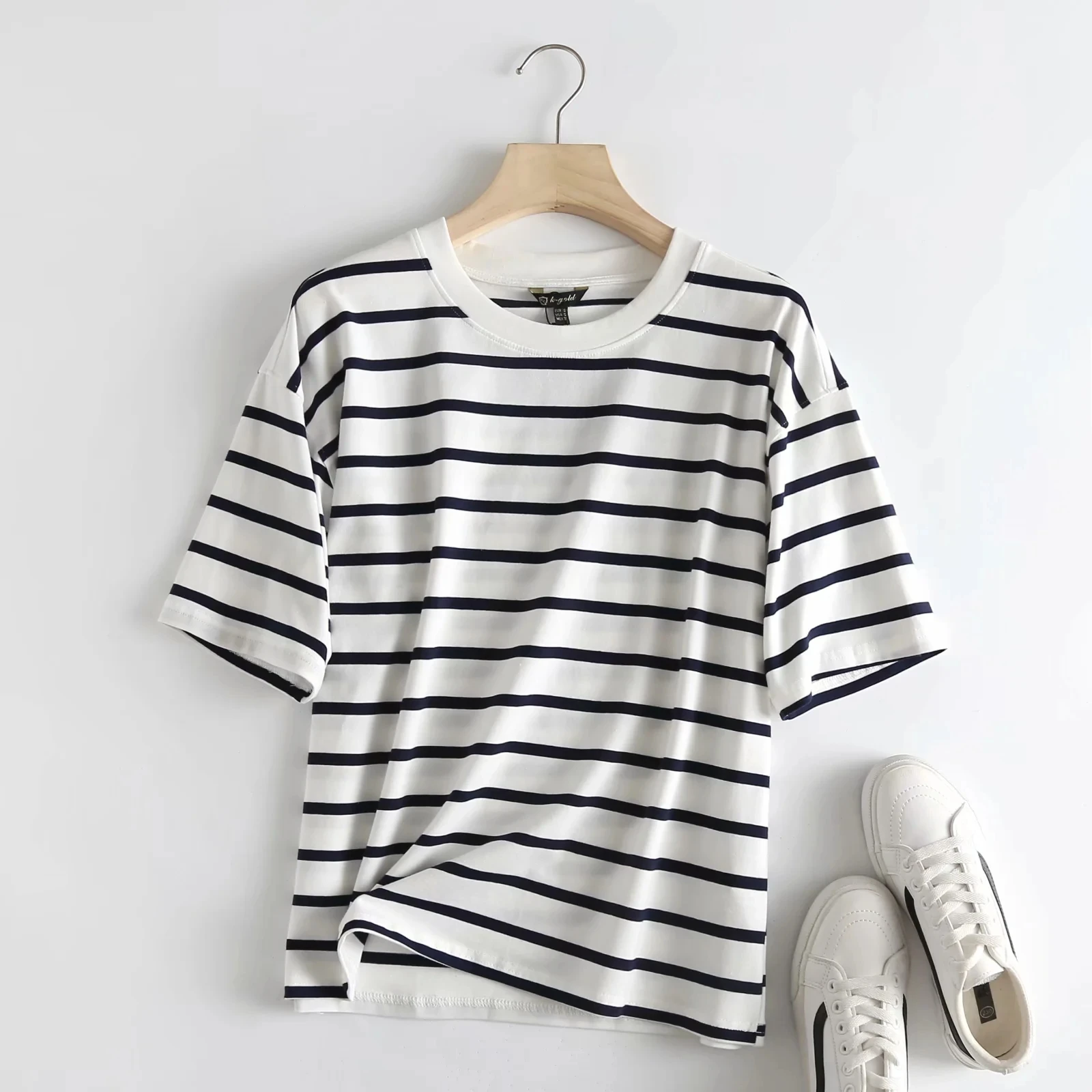 Женская Винтажная футболка в полоску с круглым вырезом | Футболки