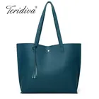 Новинка 2020, модная вместительная женская сумка через плечо, сумка-тоут с кисточками, сумка для покупок, зеленый тоут, женская сумка