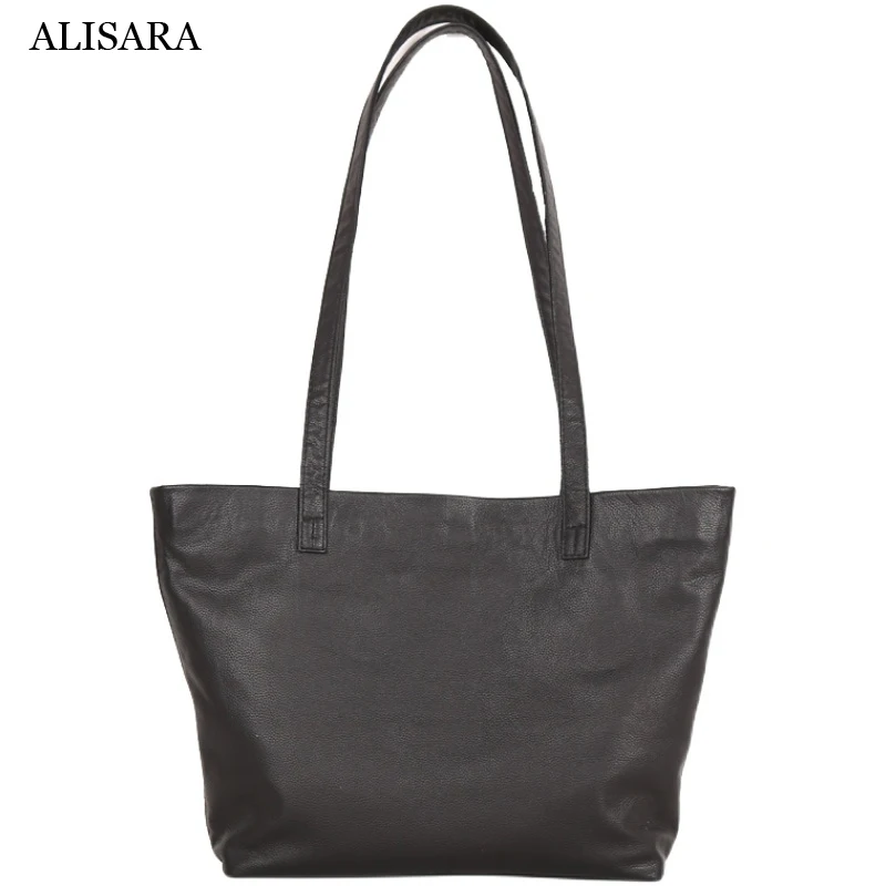 Koop Alisara Vrouwen Tote Eerste Laag Koe Lederen Hoge Kwaliteit Lady Casual Organizer Handtas Reizen Eenvoudige Handtas Schouder Pack