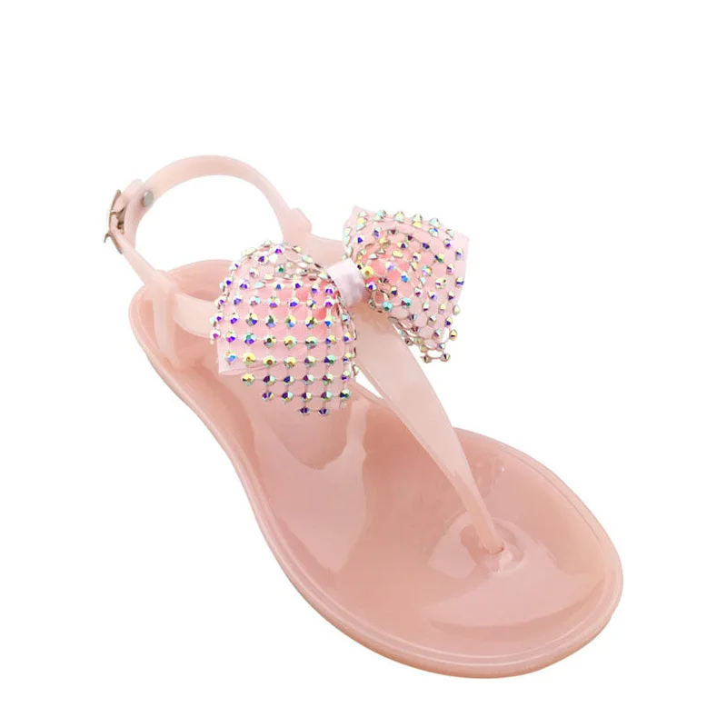 

akexiya New Women's Flat Sandals Clip Toes Bowtie Beach Summer Shoes Female Buckle Strap Jelly Flip Flops Casual Fashion Ladies