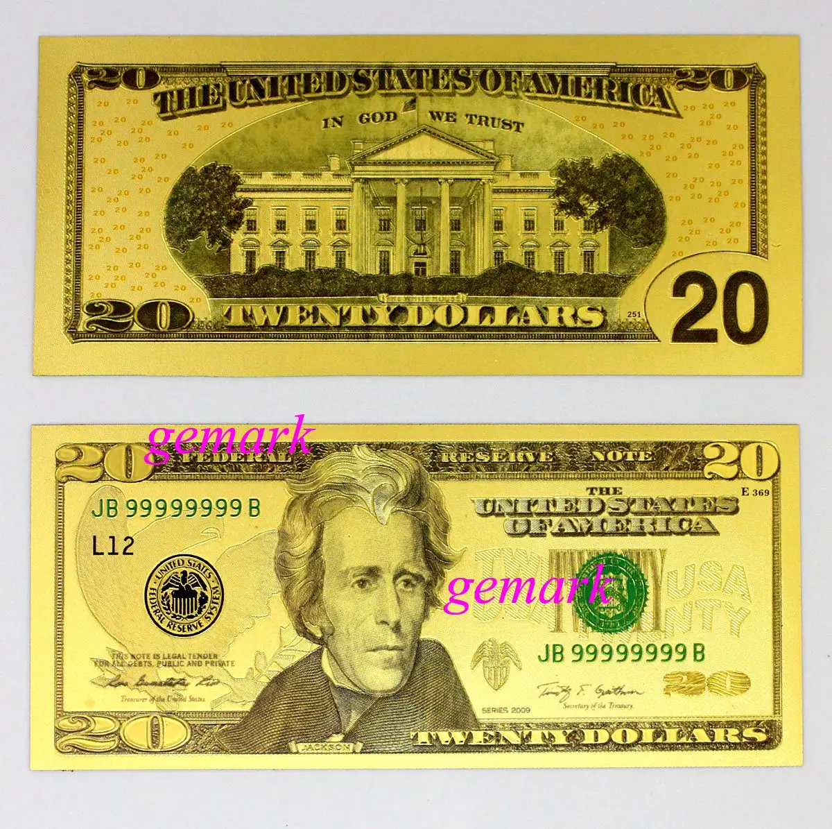 Оптовая продажа 100 шт. 20 долларов США поделки для банкнот цветные яркие золотые