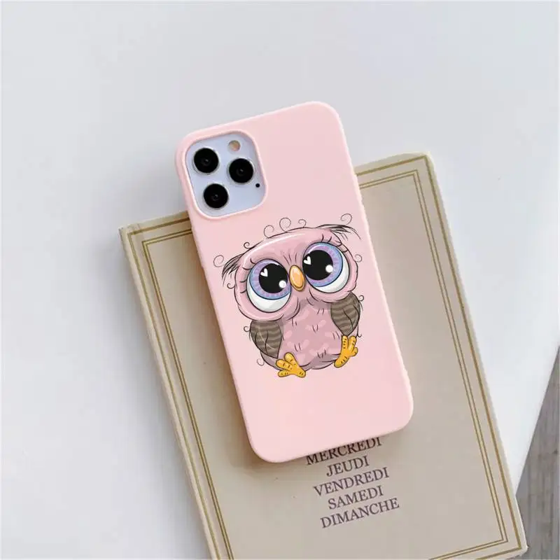 

Cartoon Girl Gifts Cute Owl lovers Phone Case Pink Candy Color for iPhone 11 12 mini pro XS MAX 8 7 6 6S Plus X SE 2020 XR