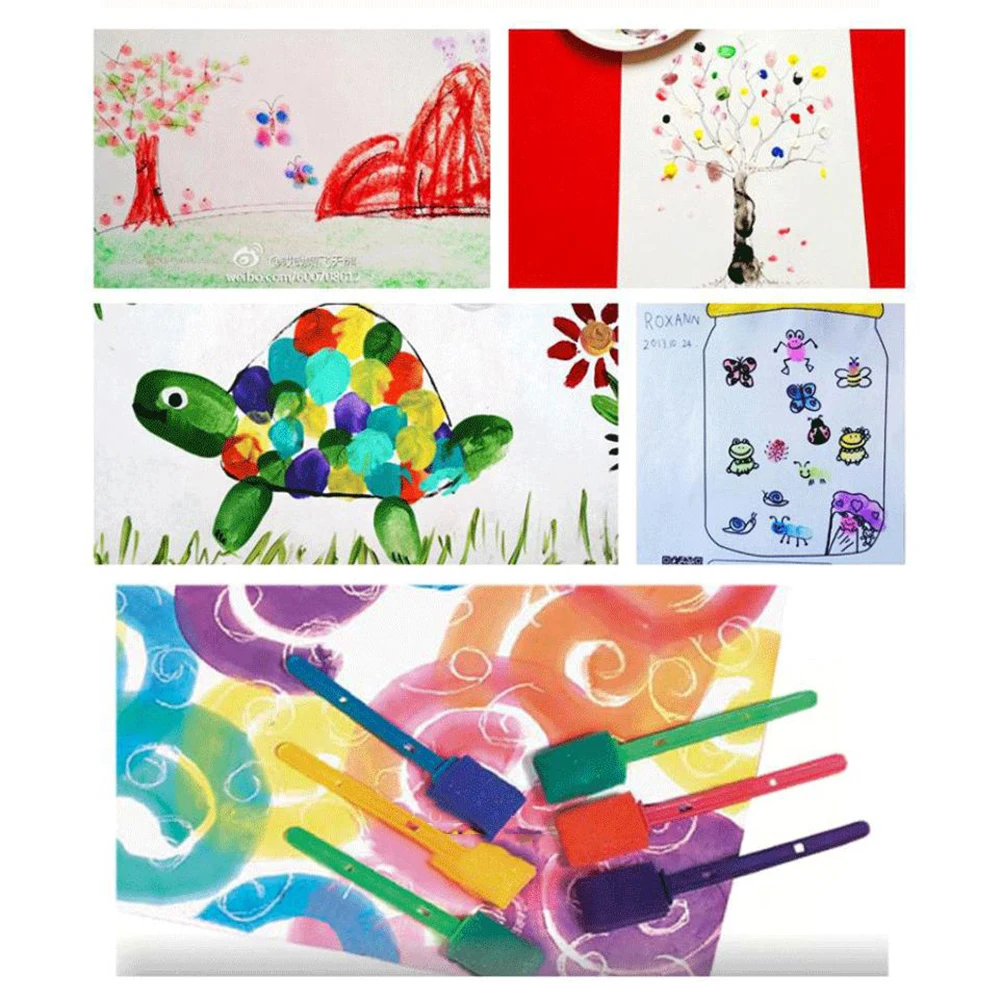 4x губчатая кисть для затенения с деревянной ручкой детей креативные DIY раннее