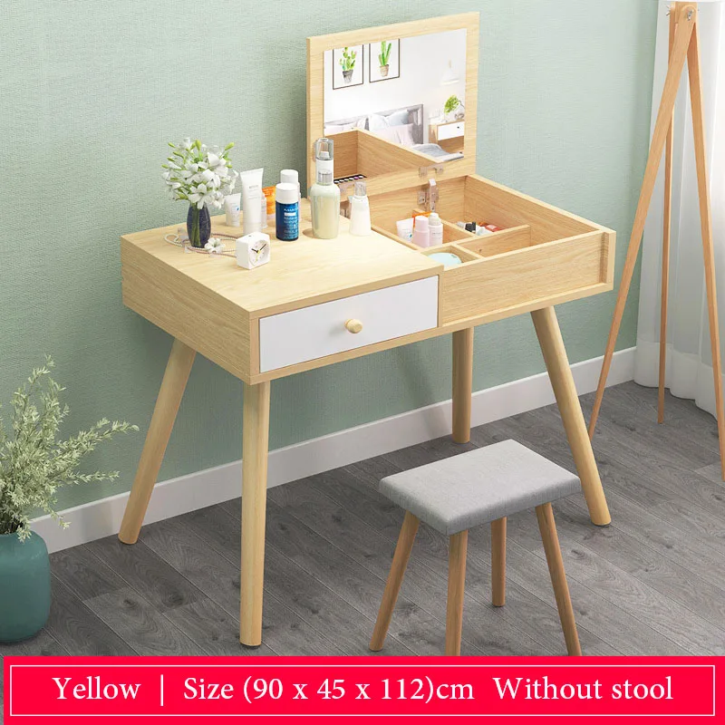 90-yellow Комоды деревянное зеркало туалетный столик косметическое хранение Органайзер шкаф простой тщеславие Мода для мебели спальни - Цвет: 90-yellow