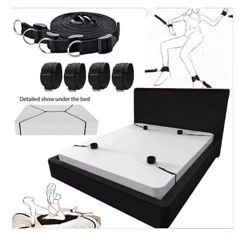 Интимные Игрушки нейлоновый БДСМ бондаж под кроватью набор наручников бандаж