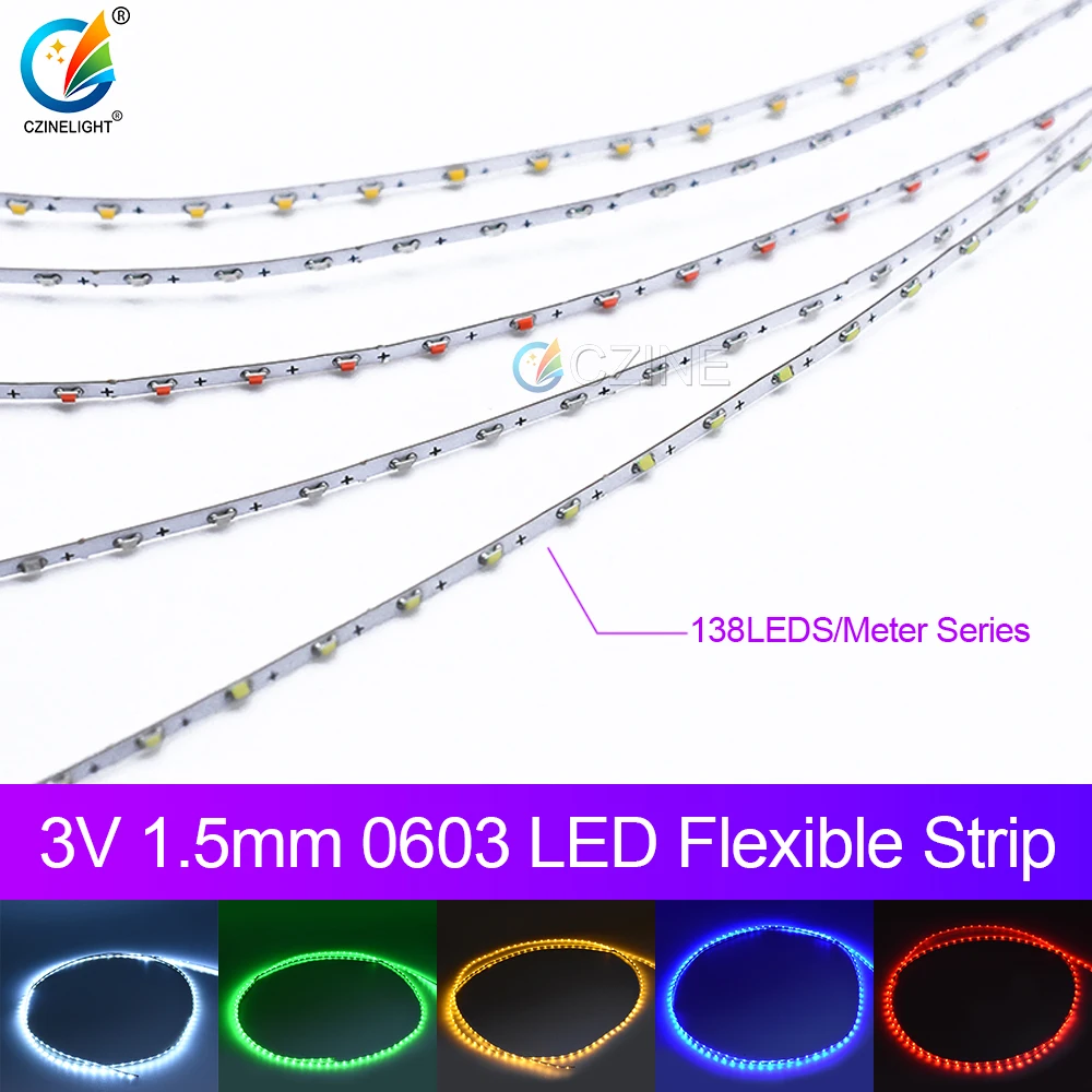 

Светодиодная лента, 1 м, 3 в, 0603 Smd, светодиодное украшение, Ультратонкий самолет, машина, песок, настольная модель, светящаяся лента, светильни...