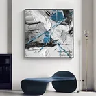 Цветной абстрактный синий серый черный граффити пейзаж холст картина диван Настенная картина печать плакат украшение для гостиной