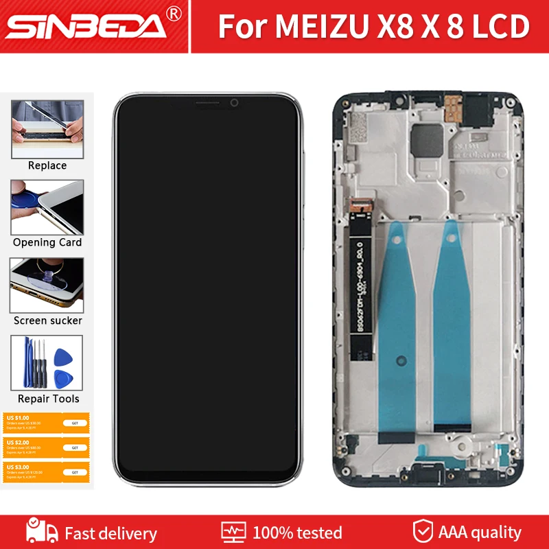 

Оригинальный ЖК-дисплей 6,2 дюйма для Meizu X8, ЖК-дисплей, сенсорная панель, дигитайзер 2220*1080 с рамкой, экран дисплея для Meizu X8 X 8