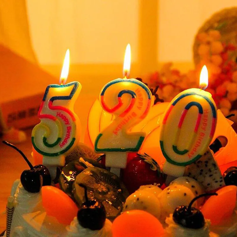 1 шт. милые цветные свечи с цифрами на день рождения для детей и взрослых 2 3 4 5 6 7 8 9 0