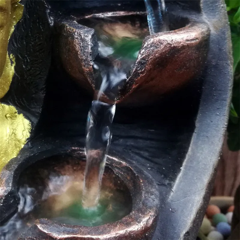 Основание лотоса статуя Будды смолы Лаки воды бегущий фонтан фигурки фэн шуй